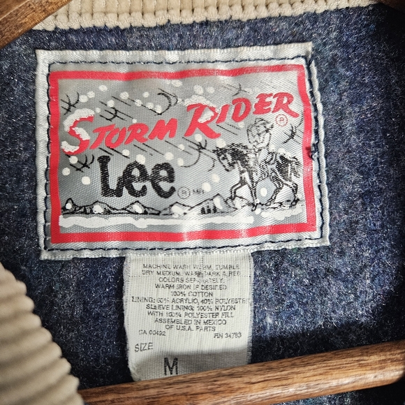 Vintage Lee Storm Rider Denim Jacket Blanket Lined Corduroy Collar Medium - Picture 5 of 13